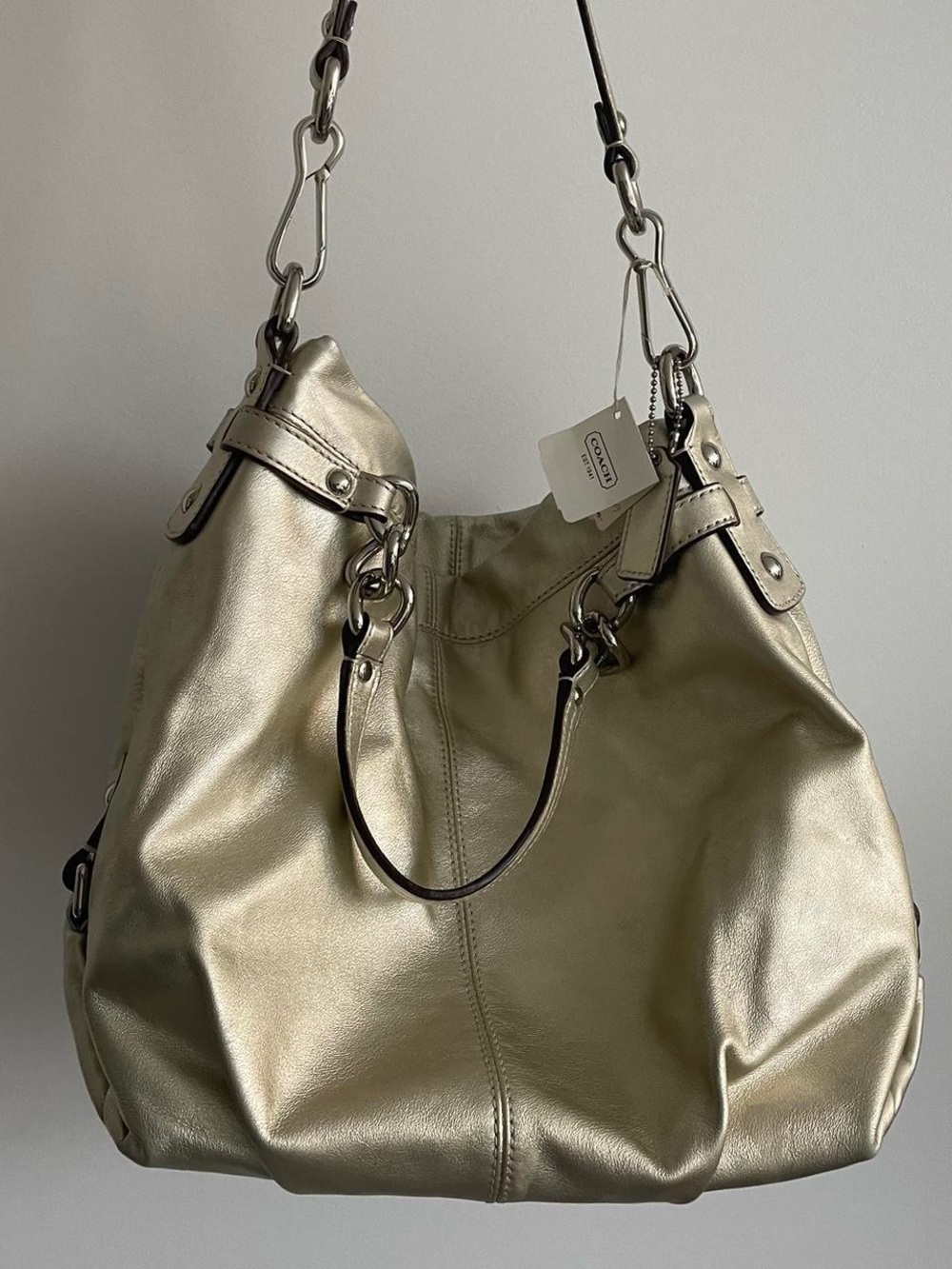 Coach Gold Metallic Leather Shoulder Bag